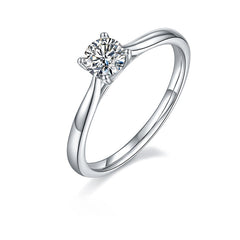 Four Prongs 0.5 Carat Round Cut Moissanite Engagement Ring
