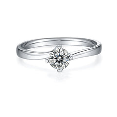 0.5 Carat Round Cut Moissanite Engagement Ring