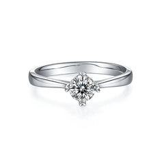 Four Heart Prongs 0.5 Carat Moissanite Engagement Ring