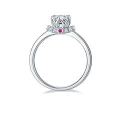 Flower 0.5Carat Round Moissanite Engagement Ring