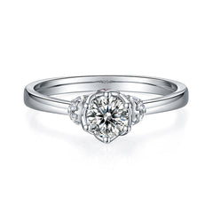 Flower 0.5Carat Round Moissanite Engagement Ring
