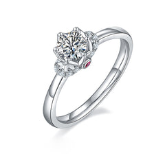 Flower 0.5Carat Round Moissanite Engagement Ring