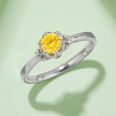 Flower 0.5Carat Round Moissanite Engagement Ring