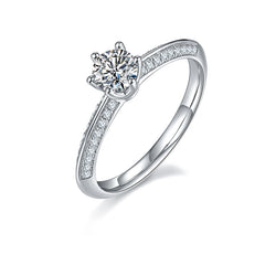 Cathedral 0.5Carat Round Moissanite Engagement Ring