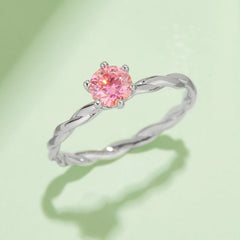 Twist Arm 0.5Carat Round Moissanite Engagement Ring