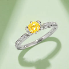 0.5Carat Round Moissanite Flower Engagement Ring