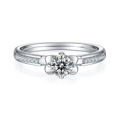 0.5Carat Round Moissanite Flower Engagement Ring