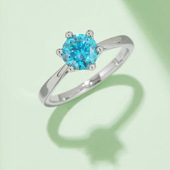 6 Prongs 1.0 Carat Round Moissanite Engagement Ring