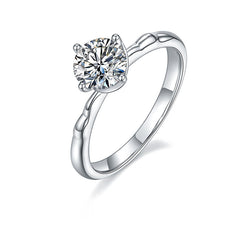 Wave Arm 1.0Carat Round Moissanite Engagement Ring