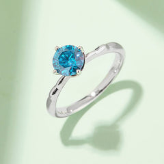 Wave Arm 1.0Carat Round Moissanite Engagement Ring