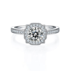 Modern Halo 1.0Carat Round Moissanite Engagement Ring