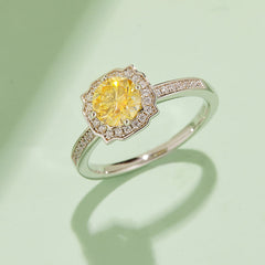 Modern Halo 1.0Carat Round Moissanite Engagement Ring