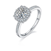 Modern Halo 1.0Carat Round Moissanite Engagement Ring