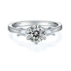 1.0 Carat Round Cut Moissanite Engagement Ring