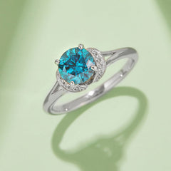 Double Petal Halo 1.0Carat Round Moissanite Engagement Ring