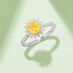 Lotus Halo 1.0Carat Round Moissanite Engagement Ring