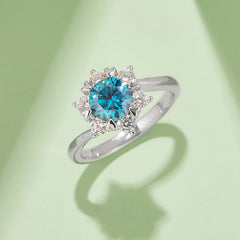 Flower Prongs 1.0Carat Round Moissanite Engagement Ring