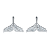 Moissanite Mermaid Tail Plated Platinum Studs Earrings for Women