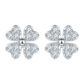 Moissanite Clover Plated Platinum Studs Earrings for Women