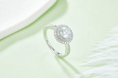 Luxurious Soleste Halo 1.0 Carat Round Cut Moissanite Engagement Ring