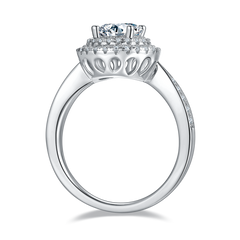 Luxurious Soleste Halo 1.0 Carat Round Cut Moissanite Engagement Ring