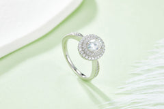 Luxurious Soleste Halo 1.0 Carat Oval Cut Moissanite Engagement Ring