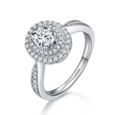 Luxurious Soleste Halo 1.0 Carat Oval Cut Moissanite Engagement Ring