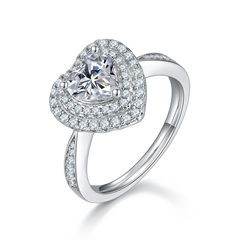 Luxurious Soleste Halo 1.0 Carat Heart-Shape Moissanite Engagement Ring