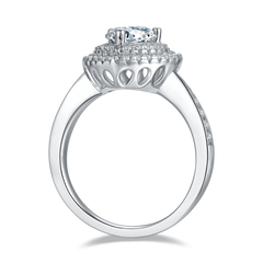 Luxurious Soleste Halo 1.0 Carat Heart-Shape Moissanite Engagement Ring