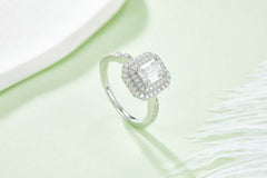 Luxurious Soleste Halo 1.0 carat Emerald Cut Moissanite Engagement Ring