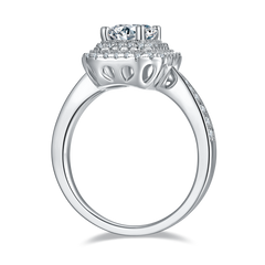 Luxurious Soleste Halo 1.0 carat Emerald Cut Moissanite Engagement Ring