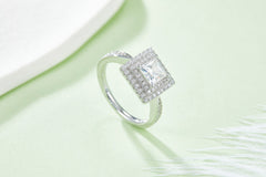 Luxurious Soleste Halo 1.0 Carat Princess Cut Moissanite Engagement Ring