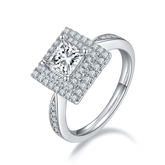 Luxurious Soleste Halo 1.0 Carat Princess Cut Moissanite Engagement Ring