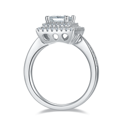 Luxurious Soleste Halo 1.0 Carat Princess Cut Moissanite Engagement Ring