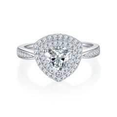 Double Soleste Halo 1.0 Carat Triangular Moissanite Engagement Ring