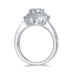 Double Soleste Halo 1.0 Carat Triangular Moissanite Engagement Ring