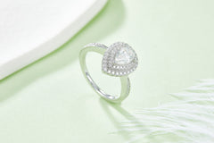 Double Soleste Halo 1.0 Carat Pear Drop Moissanite Engagement Ring