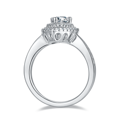 Double Soleste Halo 1.0 Carat Pear Drop Moissanite Engagement Ring