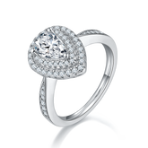 Double Soleste Halo 1.0 Carat Pear Drop Moissanite Engagement Ring