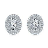 Luxurious Soleste Halo 0.5 Carat Oval Cut Moissanite Studs Earrings