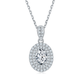 Luxurious Soleste Halo 1.0 Carat Oval Cut Moissanite Necklace