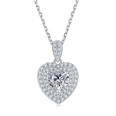 Luxurious Soleste Halo 1.0 Carat Heart Shape Moissanite Necklace