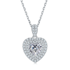 Luxurious Soleste Halo 1.0 Carat Heart Shape Moissanite Necklace