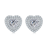 Double Soleste Halo 0.5 Carat Heart Shape Moissanite Stud Earrings