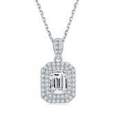 Luxury Soleste Halo 1.0 Carat Vintage Emerald Cut Moissanite Necklace