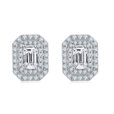 Luxury Soleste Halo 0.5 Carat Emerald Cut Moissanite Stud Earrings
