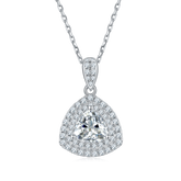 Luxury Double Soleste Halo 1.0 Carat Triangle Moissanite Necklace