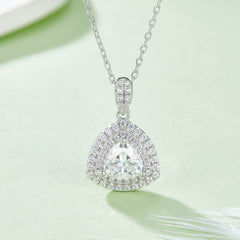 Luxury Double Soleste Halo 1.0 Carat Triangle Moissanite Necklace