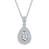 Luxurious Soleste Halo 1.0 Carat Pear Drop Moissanite Necklace