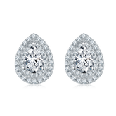 Luxurious Soleste Halo 0.5 Carat Pear Drop Moissanite Studs Earrings